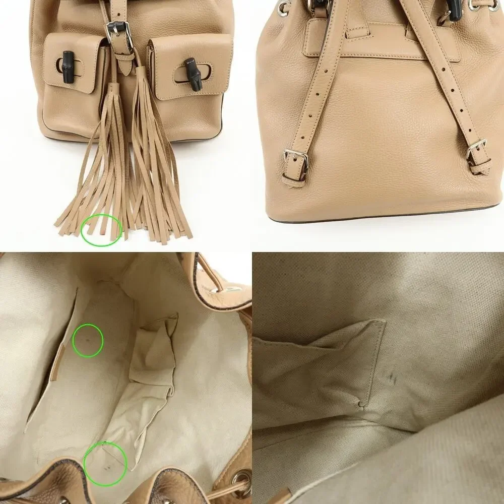 Gucci Bamboo Tassel Calfskin Backpack Beige